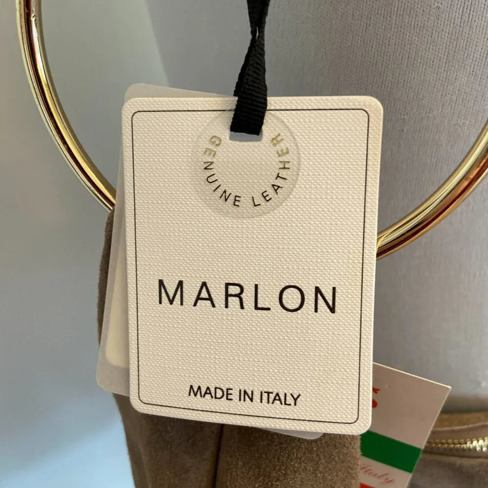 Marlon Borsa Art Rosita Italy Suede Leather Rings Taupe Hobo Tan Slouchy NEW - Picture 12 of 14